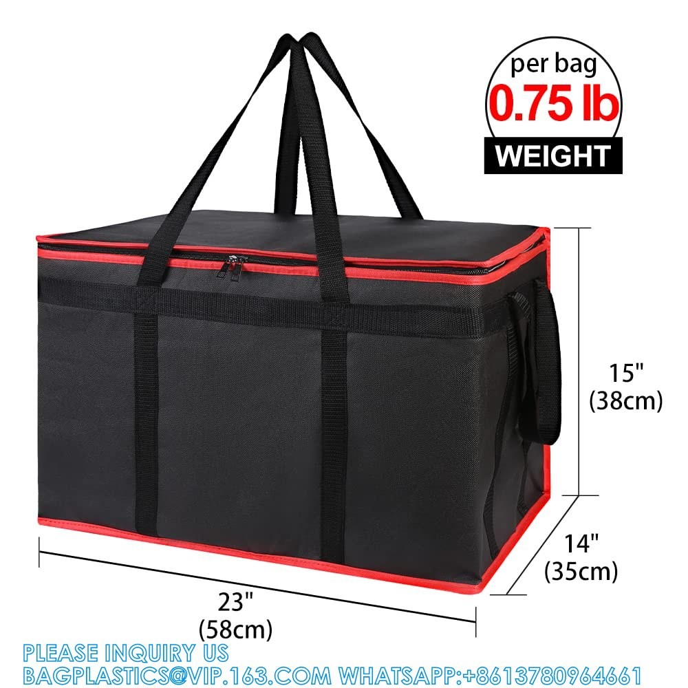 Insulated Food Delivery Bag, XXXL Insulated Reusable Grocery Cooler/Hot Bags, Tote Bag For Shopping/Travel/Doordash