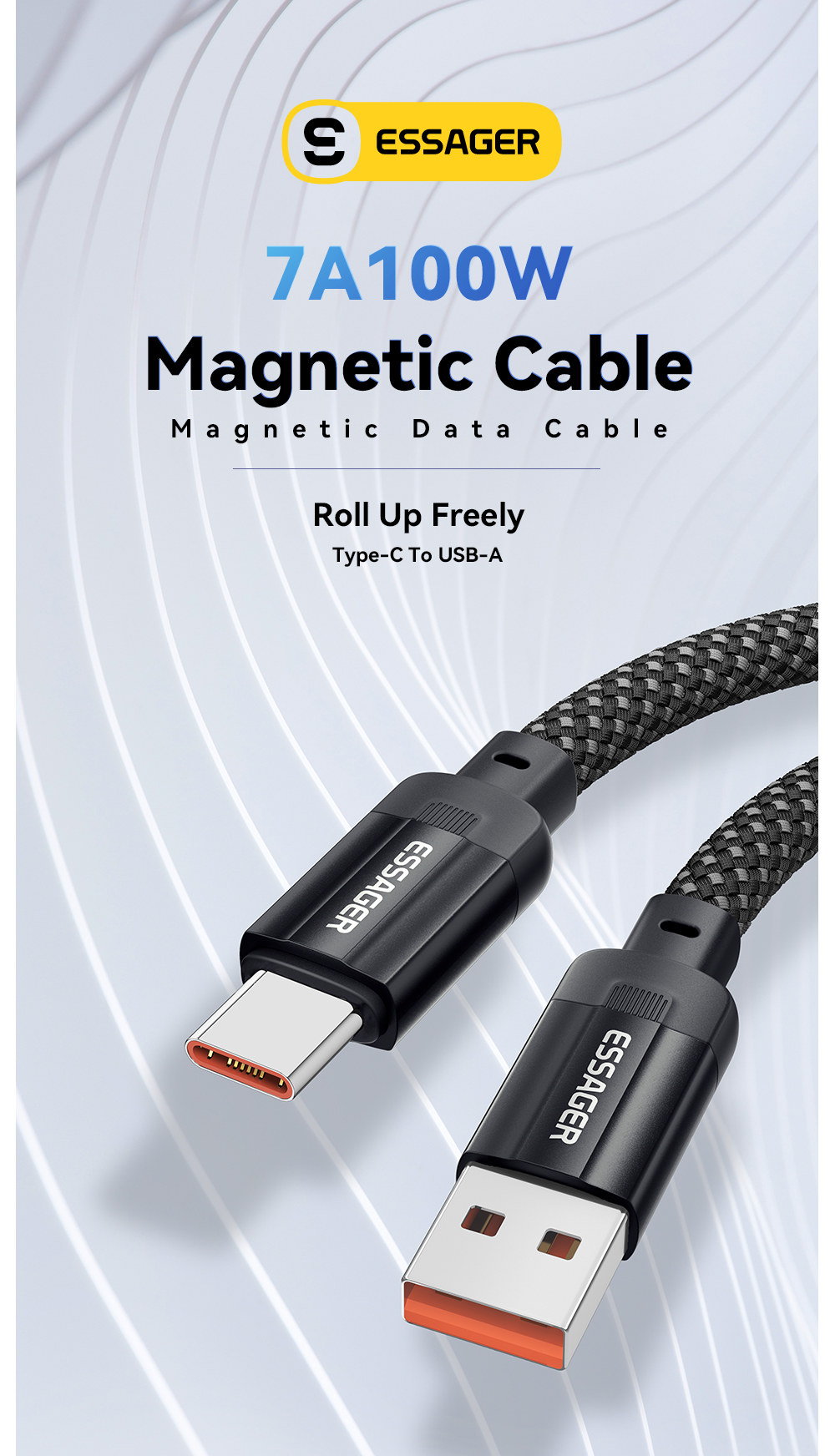 Magnetic Absorption Charging Cable Type C USB C to USB Cable 100W ES-X55 Series