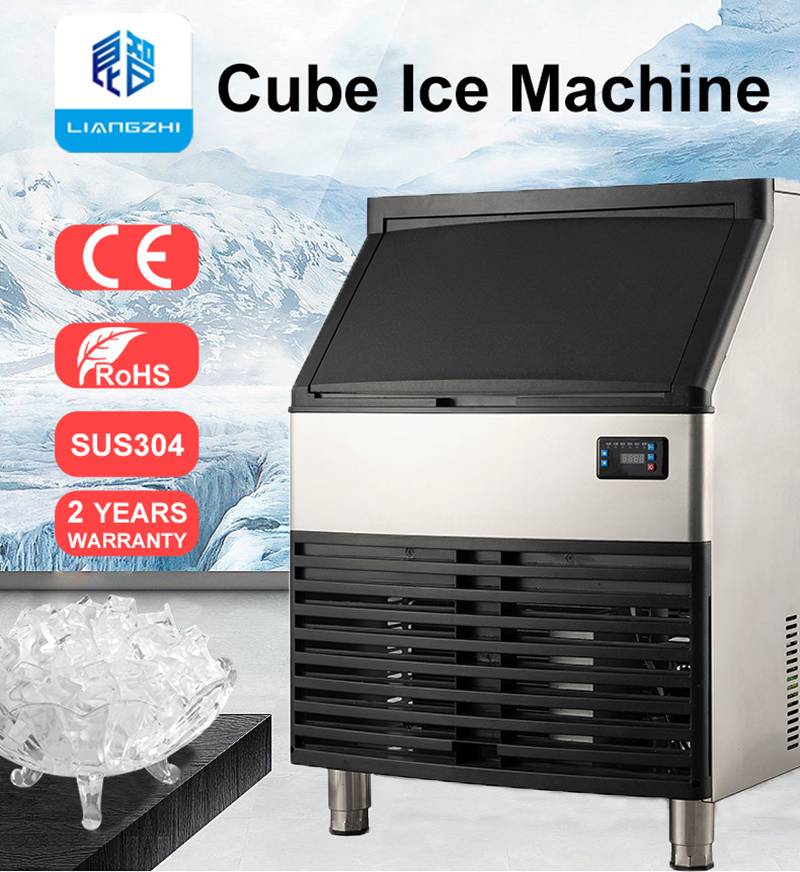 60KG Ice Storage Capacity Production Line Cube Ice Maker Machine for Building Material Shops