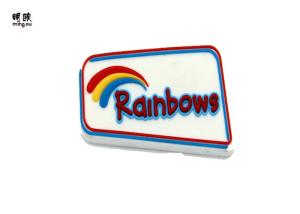 China 3D Embossed Beautiful Rainbow Lapel Pin Badges Customised White Color wholesale