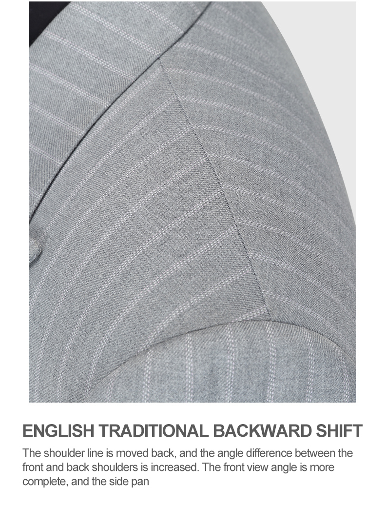Business Needs Business Suits Gray Striped Double-breasted Gun Lapel Slim Fit 3 Pieces