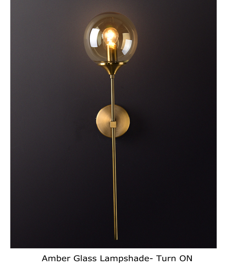 Rose Gold Color glass ball wall sconce for Corridor Living room Studio Bedroom ( WH-OR-07）
