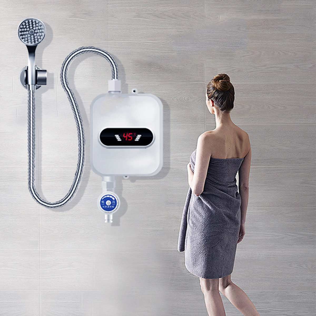 3500W 220V Mini Electric Tankless Instant Hot Water Heater With Shower Head