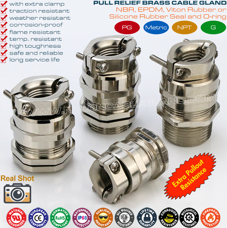 IP68 Waterproof Brass NPT Cable Glands with Stress Relief (Tension Relief)