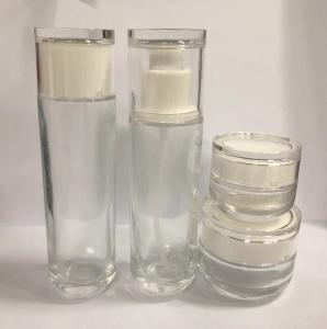 China Round Recycled Glass Cosmetic Jar and Lotion Bottles Skincare Packaging OEM Painting and Silkscreen For Makeup wholesale