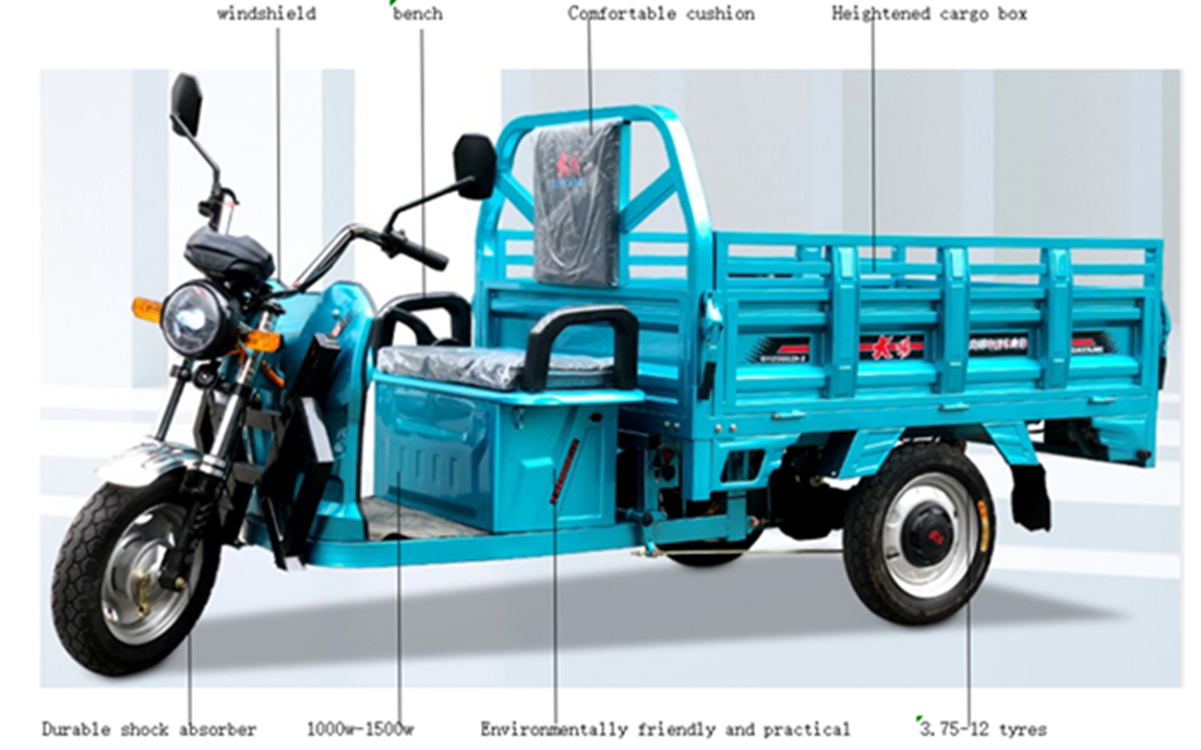 Three Wheel Electric Cargo Bike 1200W 1500W MB-H9 Mobility Vehicle for Cargo Delivery
