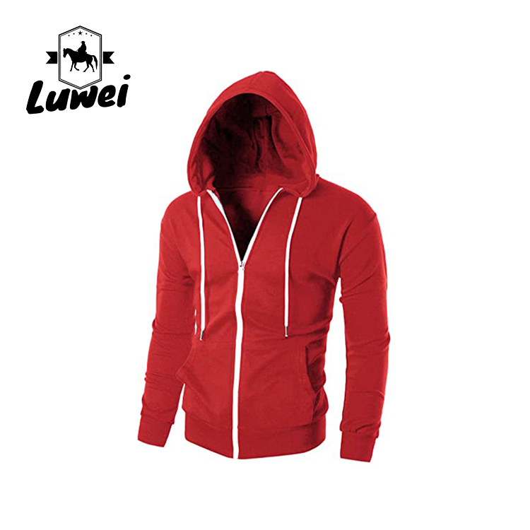 Custom Drawstring Gym Long Sleeve Mens Plain Over Size Sweatshirt Pullover Slim Fit Lightweight Zip-up Sports Hoodie