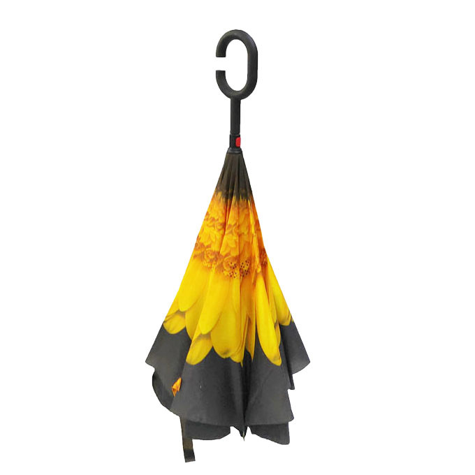 23 Inch Double Layer Reverse Inverted Umbrella Manual Open With C Handle