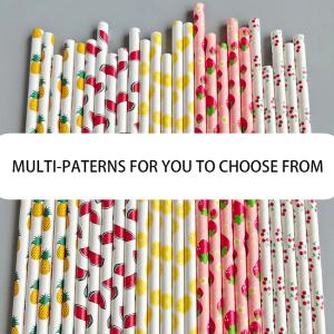 China Rainbow Striped Kraft Paper Packaging Straws Length 197mm Eco Friendly wholesale