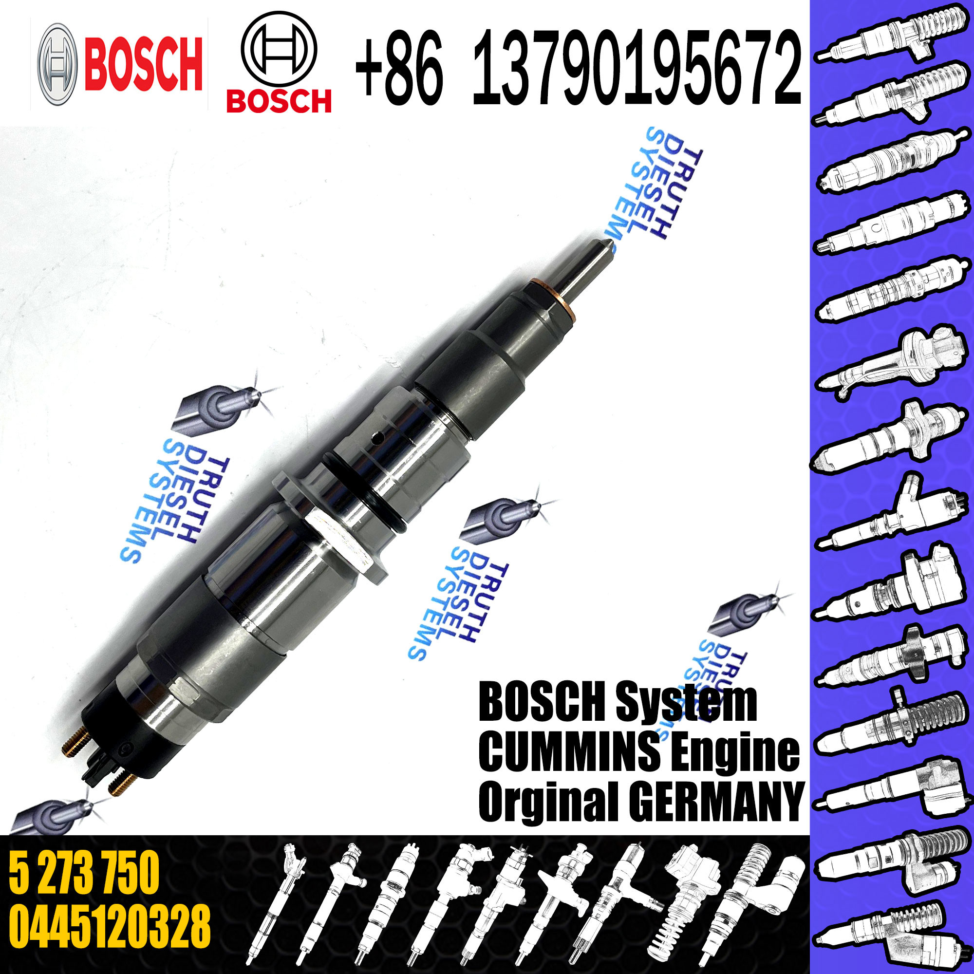 High quality Diesel injection nozzle 0445120328 5273750 for Cummins QSB 6.7 common
