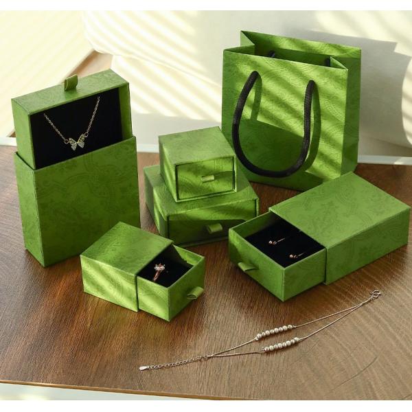 CUSTOM LOGO Wholesale Customizable Factory Green Drawer Box Jewelry Box Ring Earring Pendant Necklace Bracelet Jewelry Packaging Box
