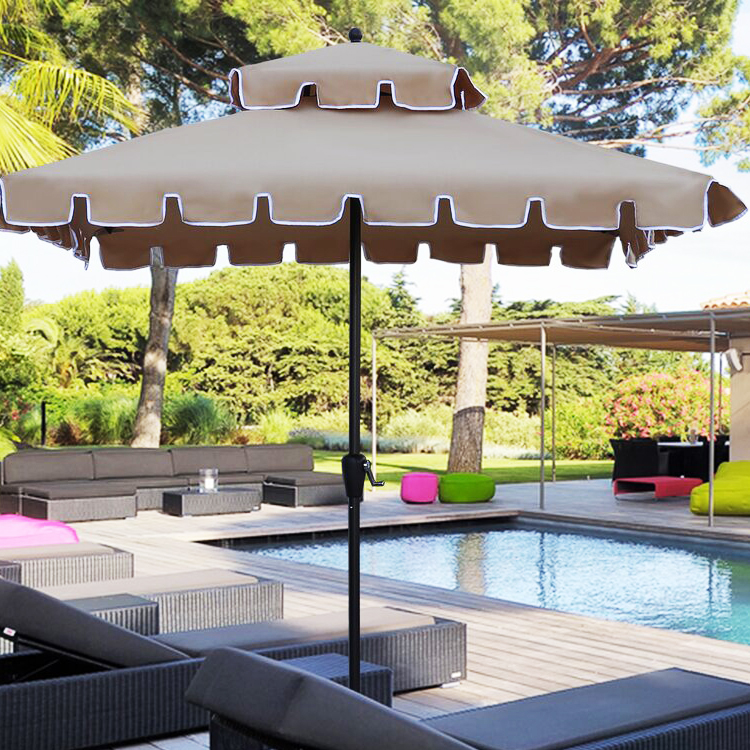 Outdoor Restaurant Garden Cafe Courtyard Patio Double Layer Sun Umbrella for Camping