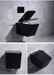 8cm Residential Compact Wall Hung Toilet Black Flush For 2x4 Wall Square Hotel