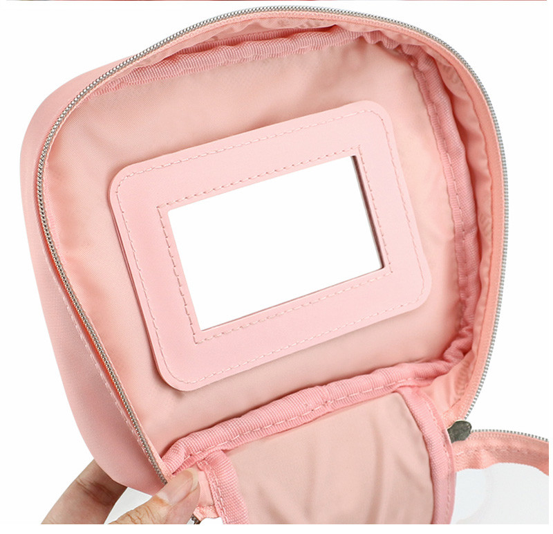 Large Double Zipper Mirror Travel PVC Makeup Bag