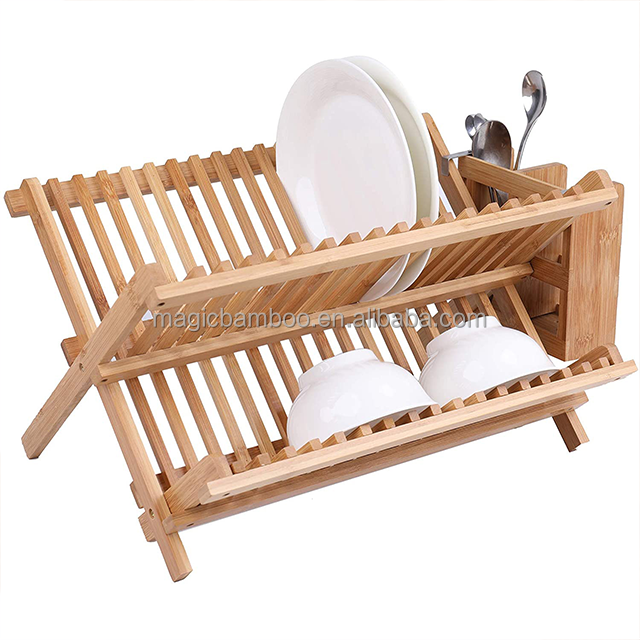 Easy to Clean Natural Bamboo Dish Rack with 1L Capacity and Custom Design Accepted