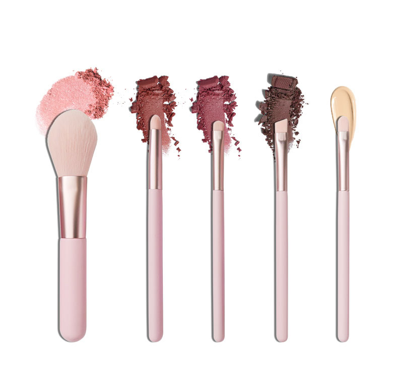 Synthetic Hair 5pcs Portable Travel Cosmetic Brushes Full Face