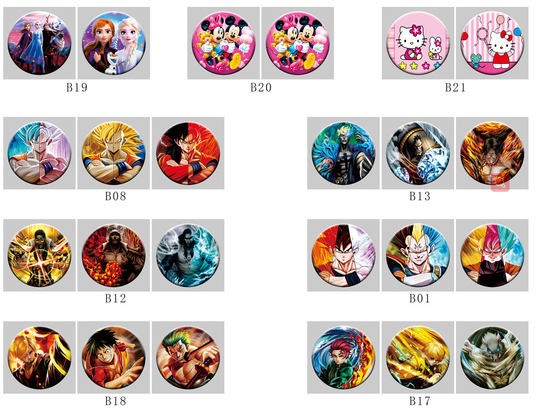 5.8*5.8*Cm 3D Lenticular Badge Anime ONE PIECE DBZ Naruto