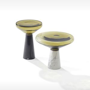 China Cafeteria Glass Top Bell Coffee Table Light Luxury Glass Corner Table 510mm wholesale