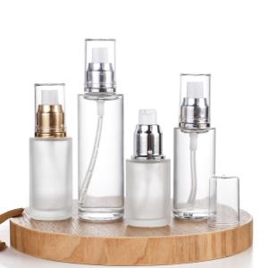 China Frosting Transparent Glass Cosmetic Bottle Eco Friendly With Sturdy Design wholesale