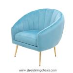 Velvet Fabric Upholstered Tufted Metal Frame Armchair