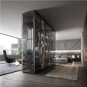 China Modern Furniture Aluminum Glass Door Cabinet Glass Finish Wardrobe For Family Room wholesale