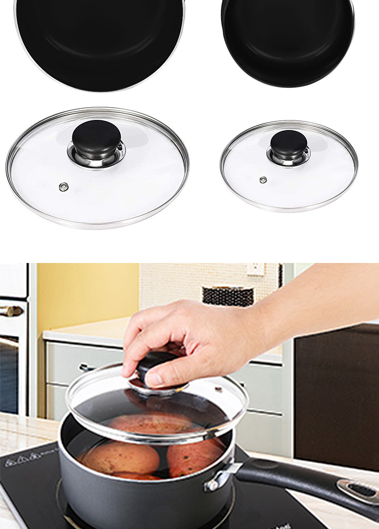 Good Quality Kitchen 4 PCS Black Cookware Pots Cooker Round Sauce Pan Circle Cooking Pot For Cooking