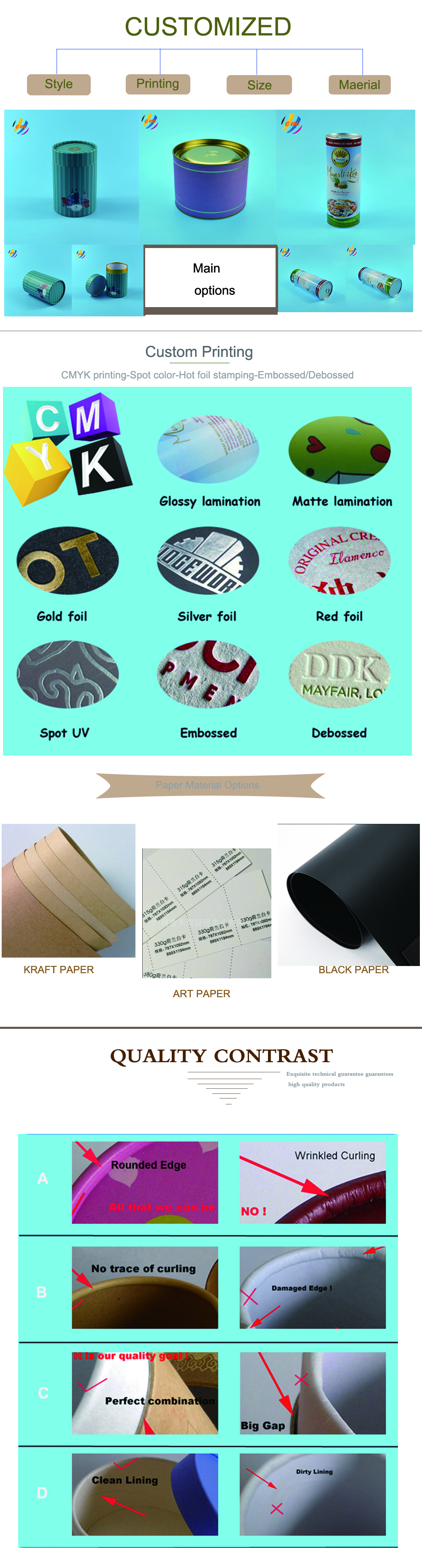 Food Grade Oval 185mm Diameter Printed Tube Packaging