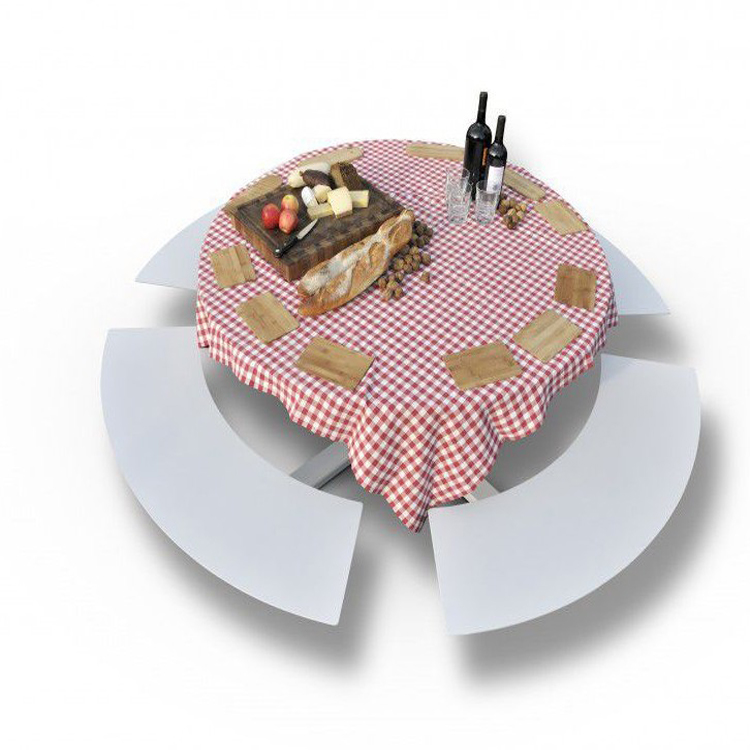 High Quality Metal Picnic Table Customized Round Shape Picnic Table Garden Park Dinning Table Chair
