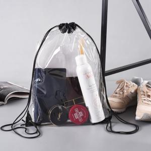 China Transparent PVC Drawstring Bag , Custom Logo Waterproof Storage Bags wholesale