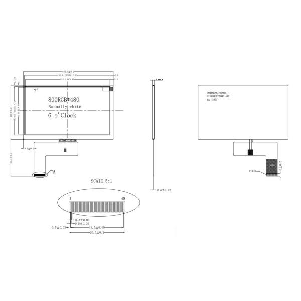 700nits 7 Inch High Brightness TN TFT LCD Display 800x480 Optional Touch Panel