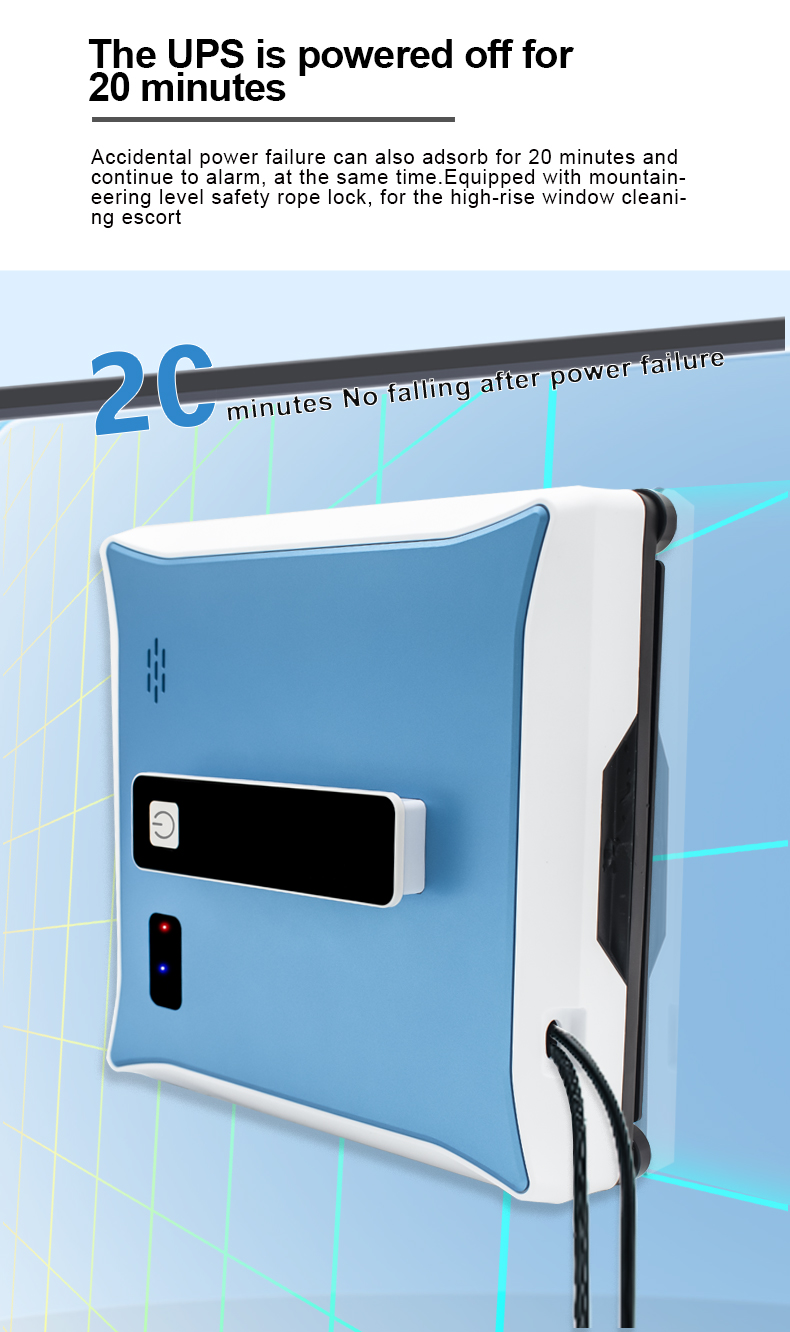 Intelligent Robot Window Vacuum Cleaner with 3 mins/m2 Cleaning Speed 216*216*65mm