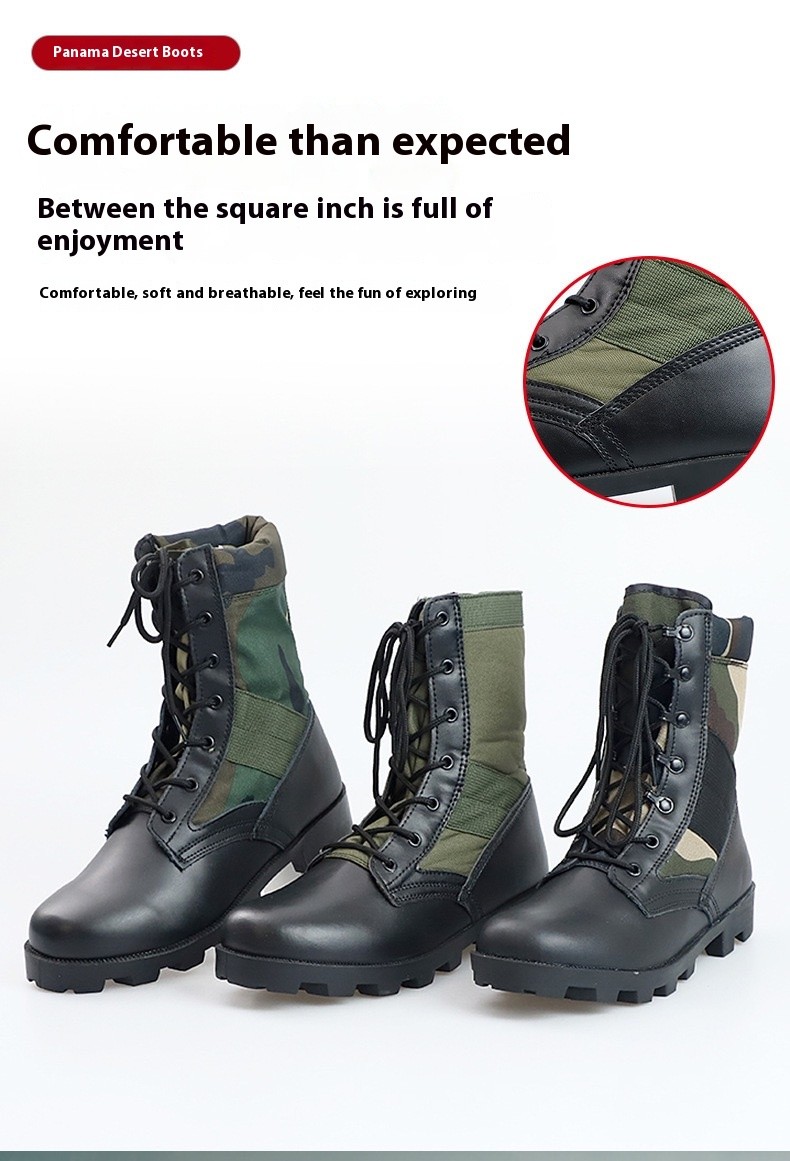 Durable Jungle Hiking Tactical Combat Boots Canvas Shoes Rangers Panama Rubber