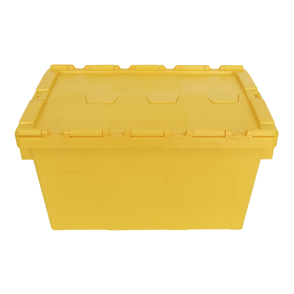 Transport Logistic Turnover Essential Stackable Solid Box Style Plastic Crate with Lid