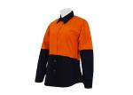 Spring / Summer Womens Workwear Shirts , Ladies Cotton Work Shirts Long Sleeve