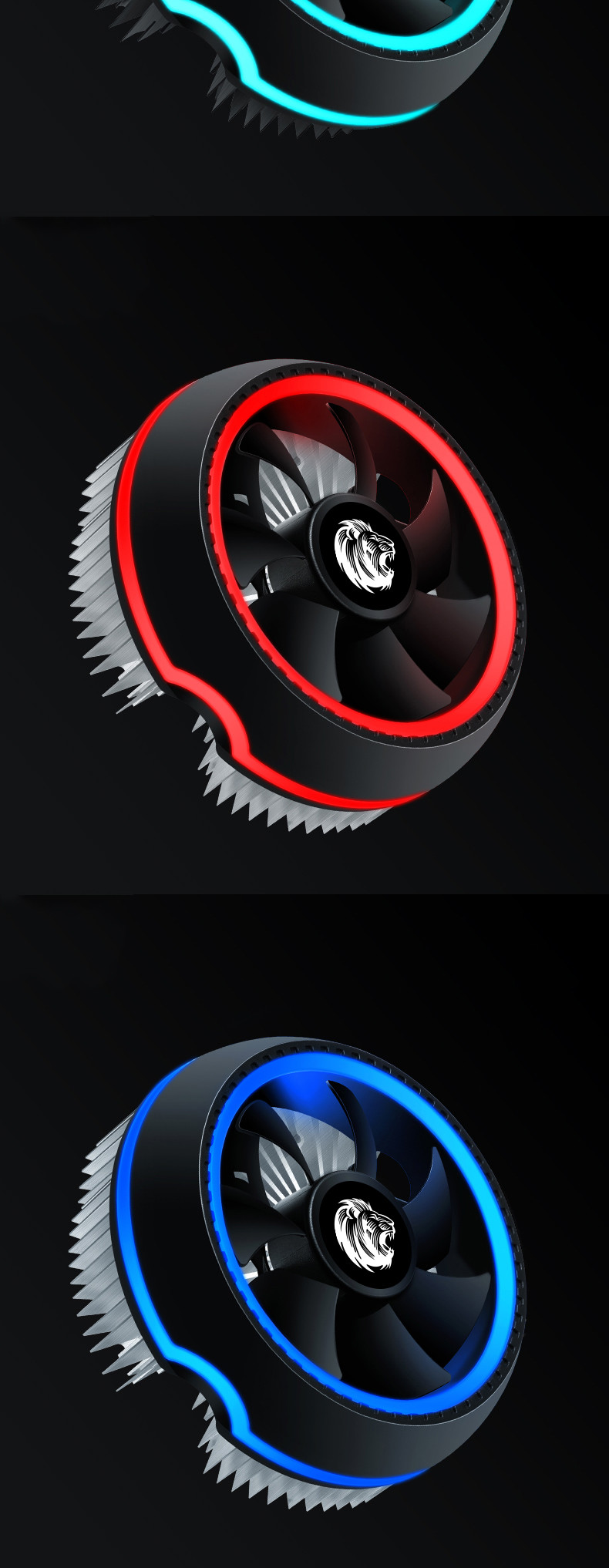 UFO High Power CPU Cooler Fans Processor Heatsink Colorful Light 2900rpm 12v PC Air 38CFM