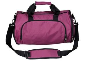 China Casual Waterproof Nylon Duffel Bags , Pink Women'S Duffel Bag Two Side Pockets wholesale