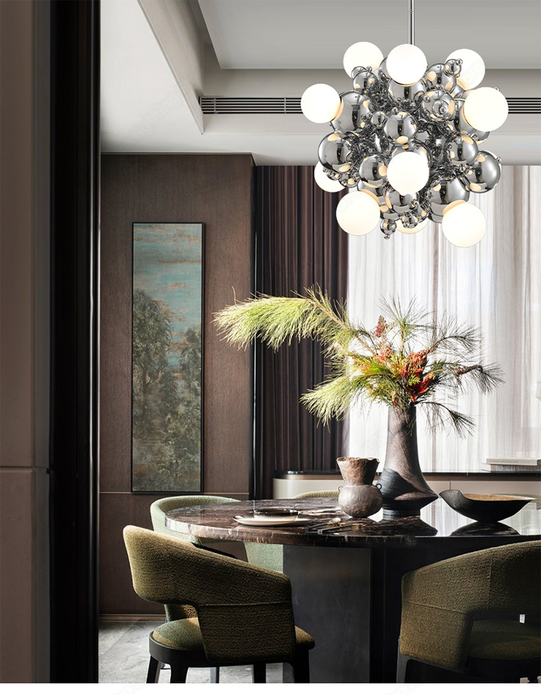 Postmodern Glass Ball Chandelier Lighting Nordic Minimalist LED Hanging Lamp(WH-MI-443)
