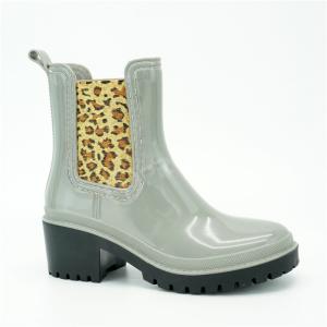 China Women High Heel 42EU PVC Rain Boots With Leopard Printed wholesale