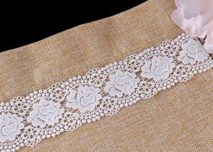 China White Double Waves Edge Chemical Guipure Lace Trim With Scalloped Lace Borders wholesale