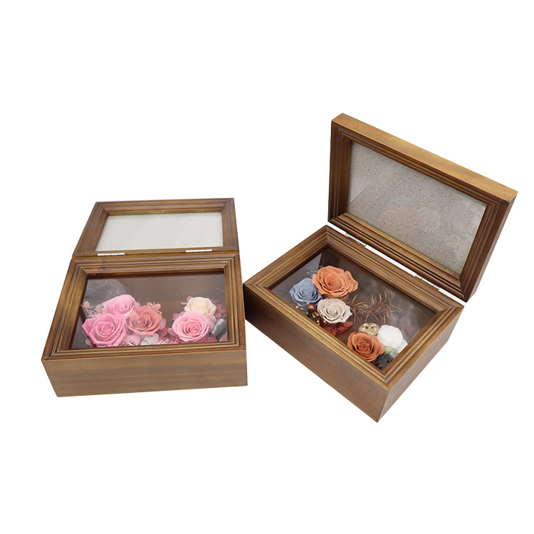 Home Decorative Preserved Rose Gift Box Photo Frame With Bright Color