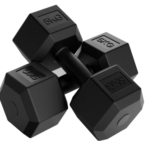 Custom Logo Hex Dumbbell Free Weights Home Fitness Workout for Arms Made of Iron and Rubber Cast Iron Material for Gym Use