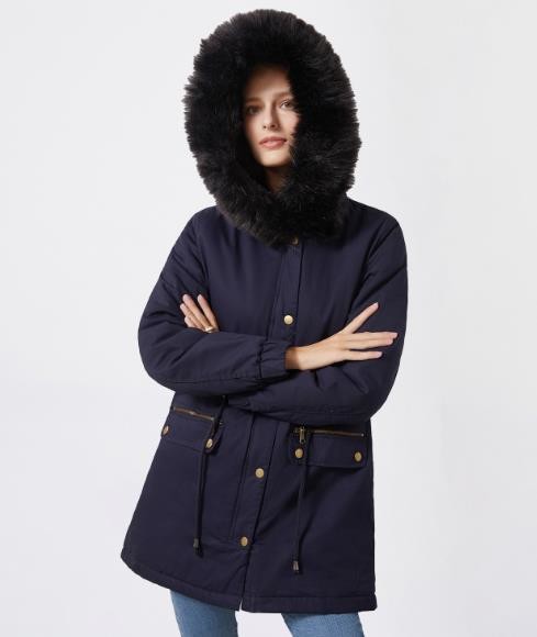 Small Quantity Clothing Manufacturer Women'S Parka Cotton Coat With Fur Collar