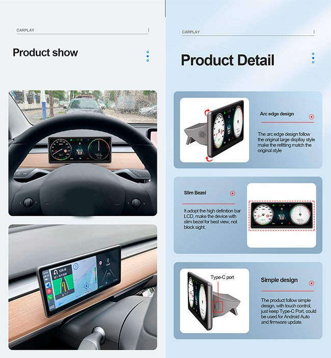 12V Tesla Model Y Display Bluetooth Tesla Model 3 Instrument Panel ON Dashboard