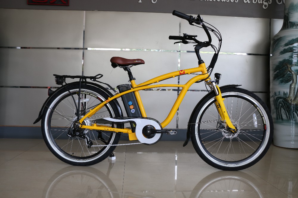26 Inch 500W 48V Beach Cruiser Electric Bike With Double Disk Brakes And LCD Display