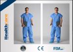 Green Blue Medical Disposable Clothing Non Toxic Nonwoven Round Neck Suits