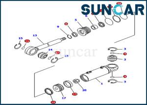 China Dozer Tilt Cylinder Seal Kit 707-98-43620 Hydraulic Seals Komatsu Repair Parts wholesale