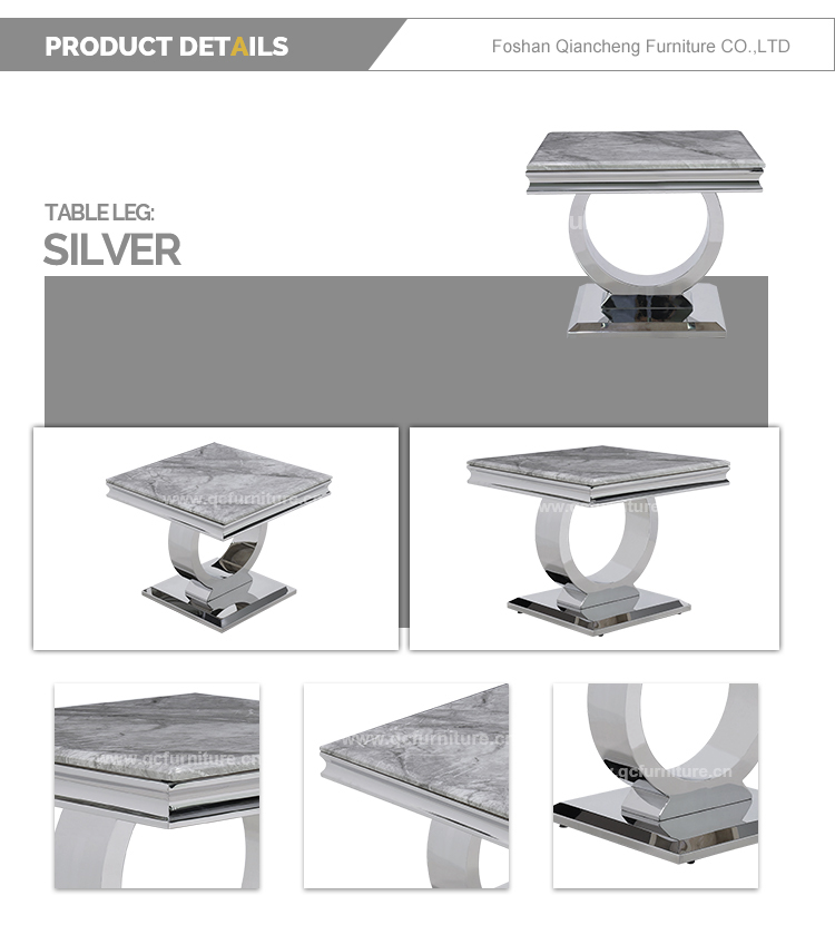 Qiancheng 24x24inch Sofa Side End Table 20mm Modern Marble Side Table
