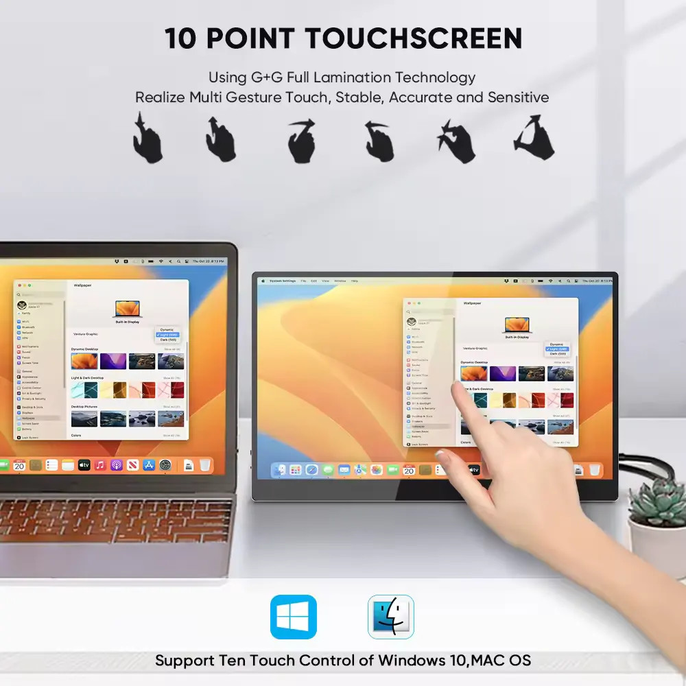 Slim 1080P Portable Touch Screen Monitor 14inch 15.6 Inch