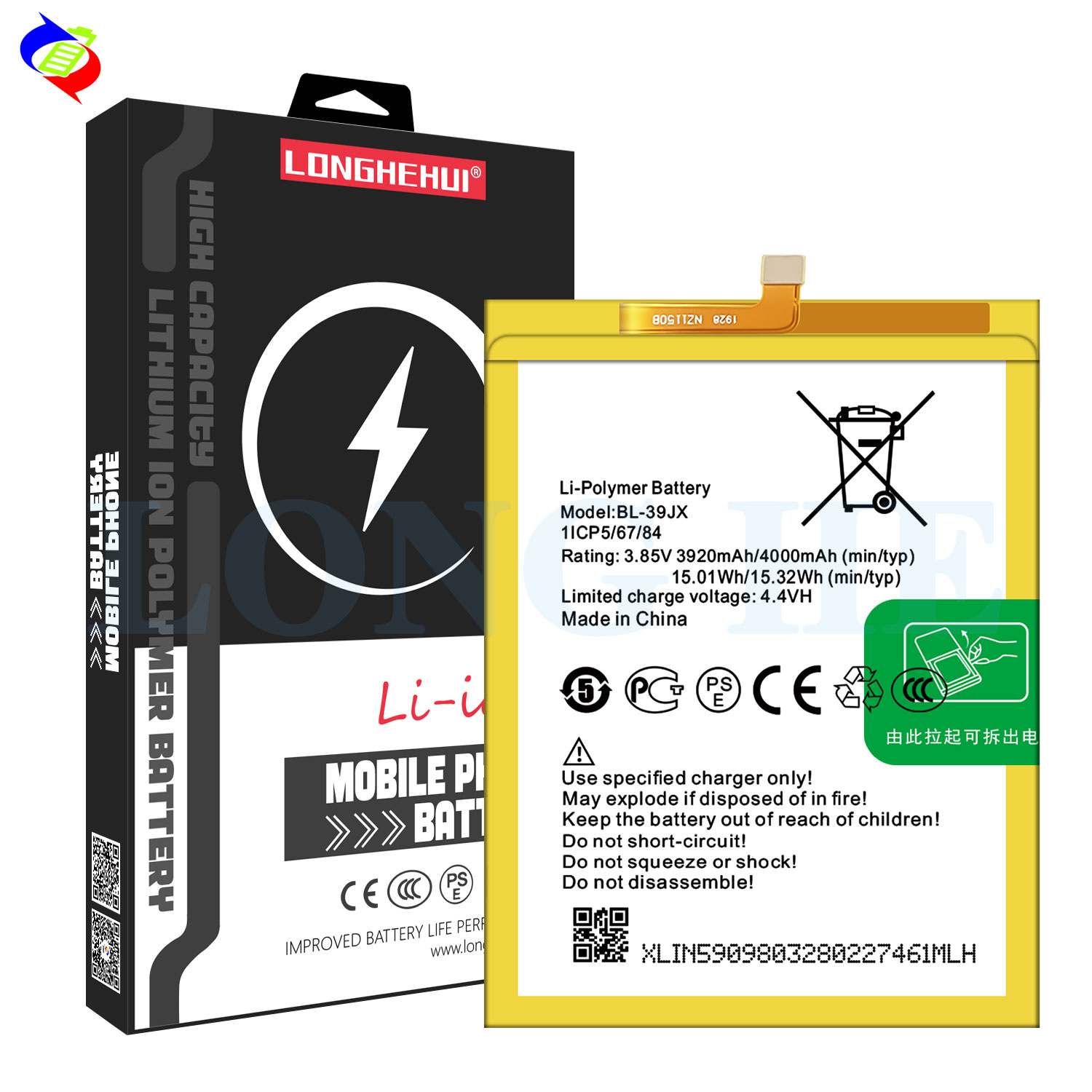 Rechargeable Batteries 4000mAh for Infinix X622 S3X HOT 6X X623 BL-39JX Capacity 3.85V