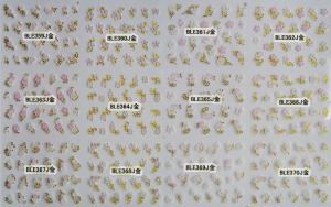China Gold edge Gel Nail Art Supplier Nail Wraps Nail Sticker with butterfly-BLEJ359-370Gold wholesale